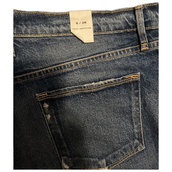 GOOD AMERICAN GOOD 90s DENIM SHORTS FRAYED HEM HI RISE SOME STRETCH SZ 6/27 - Picture 10 of 13